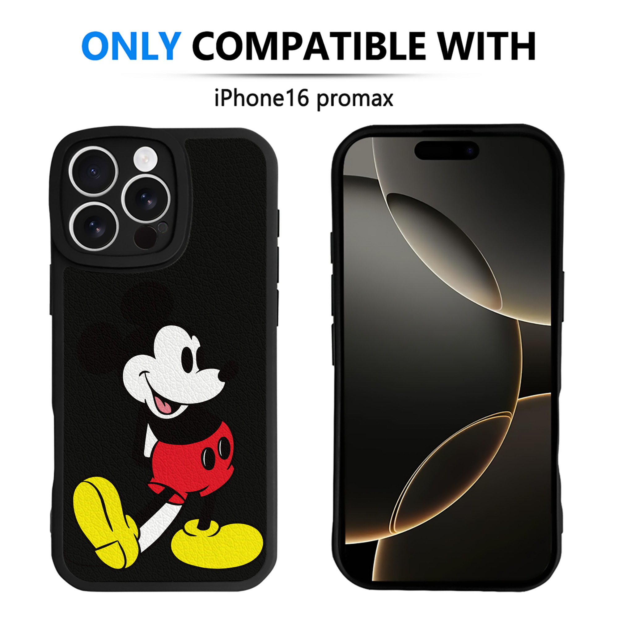 （画像用） ミッキーマウス Mickey Mouse 【iPhone 16シリーズ対応】シリコンスマホケース（レザー調） 材質：シリコン